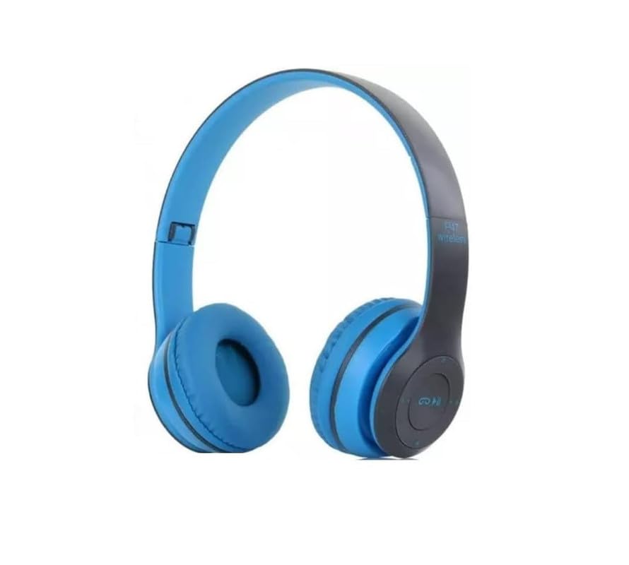 P47 2024 Wireless Portable Gaming Headphone Microphone Stereo Card Support Bluetooth Headset (Blue)