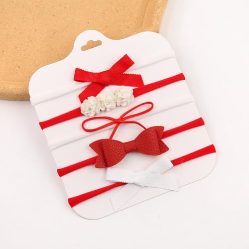 Newborn Bows Soft Elastics Baby Girl Headbands Nylon Hair Bows Hairbands Stretchy Hair Accessories for Newborn Infant Toddlers Little Girl4