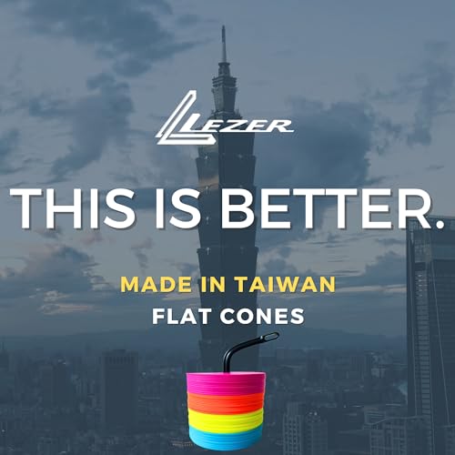 LEZER 6 Inch Flat Cones, Spot Markers, Soccer Cones, Field Court Markers, Sit Spots, Flat Discs, Soccer Training Equipment, Agility Practice, Football, Made in Taiwan, Set of 48