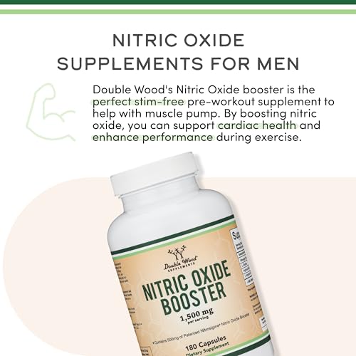 Image of Nitric Oxide Supplement (Stim Free Pre Workout) - Nitric Oxide Booster with Nitrosigine, L Arginine, and L Citrulline (Clinically Studied to Boost No2 Nitric Oxide Flow) 180 Capsules by Double Wood