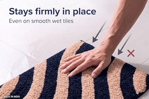 Image of Super Soft Microfiber 2800 GSM Bathroom Mat - Anti Skid, Quick Dry, Water Absorbent, Machine Washable - Floor Mat for Bedroom, Living Room, Doormat for Home (38 x 58 cm), Navy Blue