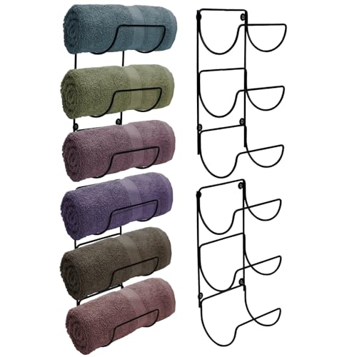 Sorbus Towel Holder for Bathroom Wall - 12 Level Wall Mounted Towel Rack Shelves for Rolled Bath Towels, Washcloths, Linen - Hanging Towel Racks for Bathroom, Spa, Salon, Towel Storage Organizer by Sorbus - Used condition - US$33.59