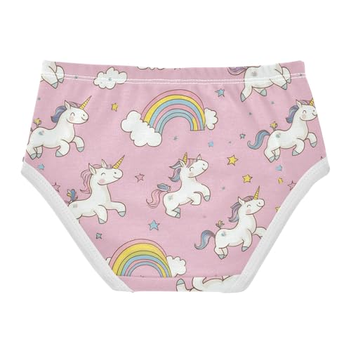 Wusikd Cute Unicorns Girls' Underwear Cotton Rainbows Pink Girls Briefs Soft Toddler Underwear 2T2