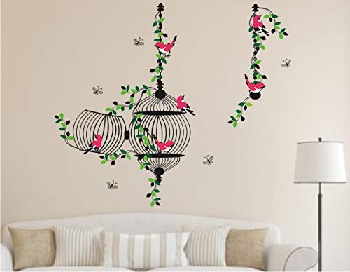 Heaven Decors Hanging Beautiful Birdcage with Birds PVC Vinyl Wall Sticker for Living Room (Ideal Size on Wall: 101 cm x 93 cm),Multicolour (B08XNHJWFV) Amazon Price History, Amazon Price Tracker