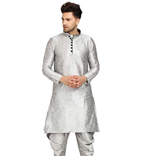 Image of Men's Ethnic Silk Loop Button Kurta