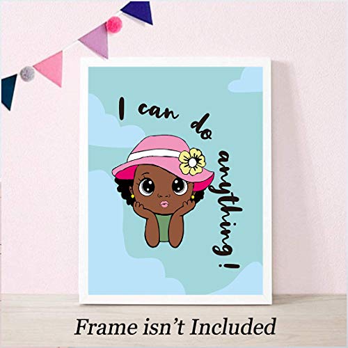 Black Girl Wall Art,Motivational Black Girl Wall Art,African American Girl Art Painting,Inspirational Black Girl Wall Art,Decor For Girls Bedroom,Wall Art For Girls Bedroom, Set Of 4 - No Frame,8"X10" #TOP4