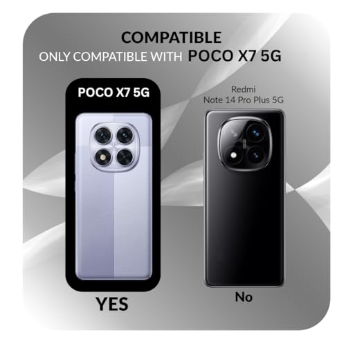 Image of Back Cover Case + Screen Protector for Poco X7 5G | Transparent & Black Mobile Phone Back Case Cover for POCOX7 5G | Camera Protection | Poco X7 5G TPU & PC Black Cover Case