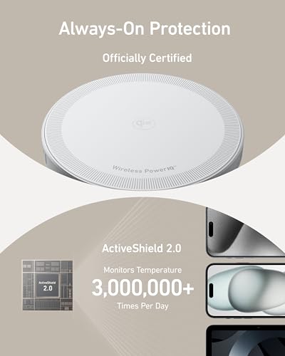 Image of Anker MagSafe Charger Pad Compatible, MagGo iPhone 16 Wireless Charging Pad, Qi2 Certified 15W Wireless Charger for iPhone 16 /16 Plus /16 Pro /16 Pro Max /15 /14 /13 /12 Series (White, No Adapter)