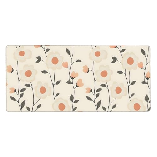 Tapis de souris XXL bords cousus et imprimé floral haut de gamme pour setup de bureau