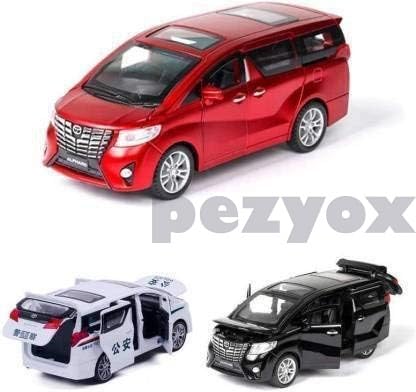 Image of 1:32 Toyota Alphard Vehicle Toy Alloy Die Cast Metal Car Model Diecast Metal Car with Light Sound Openable Door Pullback Toy Car for Kids. (Red)