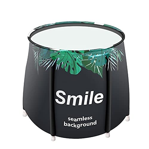 Bañera Plegable Portatil para Adultos Con 2 Tubos de Drenaje - Cómoda Familiar de Plástico Grueso para Ducha 70x70CM (Verde)