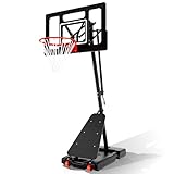 AWII SPORT Basketball Hoop Outdoor 40Inch Impact Backboard, 5.5-10FT Height Adjustable Basketball Hoop Goal System with Portable Wheels for Adults