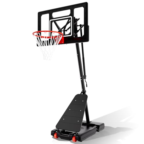 AWII SPORT Basketball Hoop Outdoor 40Inch Impact Backboard 5.5-10FT Height Adjustable Basketball Hoop Goal System with Portable Wheels for Adults