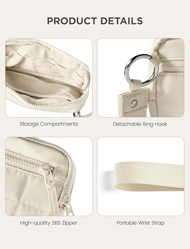 Image of Uselike Womens Wallet Card Holder Purse with Zipper Quilted Phone Wallet RFID Blocking Small Wristlet Wallets for Everyday, Travel (Off White)