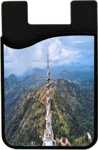 Island Gifting Neoprene Stick-on ID Card Holder for iPhone/Galaxy/Google Android Cases Featuring Image of Aerial View of Ambuluwawa Tower, Sri Lanka
