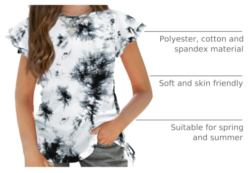 Image of Arshiner Girls T Shirts Ruffle Short Sleeve Ruched Knot Side Tunic Blouse Summer Tee Tops