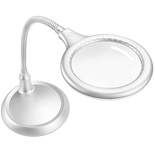 ZHSX Dimmable Led Magnifying Lamp, Large 5X Hands Free Magnifying Glass with Light and Stand for Reading Hobbies Crafts Sewing Workbench