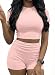 IWOLLENCE Lounge Set Damen Loungewear Sommer Zweiteiler Hausanzug Kurzarm Oberteil mit Breitem Elastischem Hosenbund und Shorts Sport Set (Rosa, S)