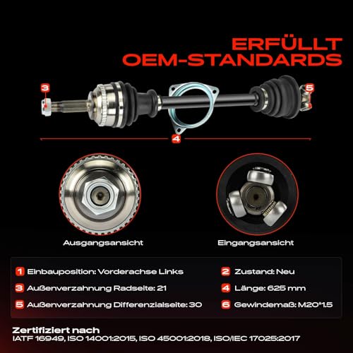 Frankberg Antriebswelle Achswelle mit ABS ring Vorderachse Links Kompatibel mit Twingo I C06 1.2L 1993-2007 Replace# 7700109336