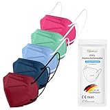 TubeRoo FFP2 Maske Bunt Farbig Set Farbenfroh 5 Farben 10 Stück Masken aus Deutschland, Made in Germany, Atemschutzmaske, Mundschutz, Schutzmaske, Staubmaske, Feinstaubmaske