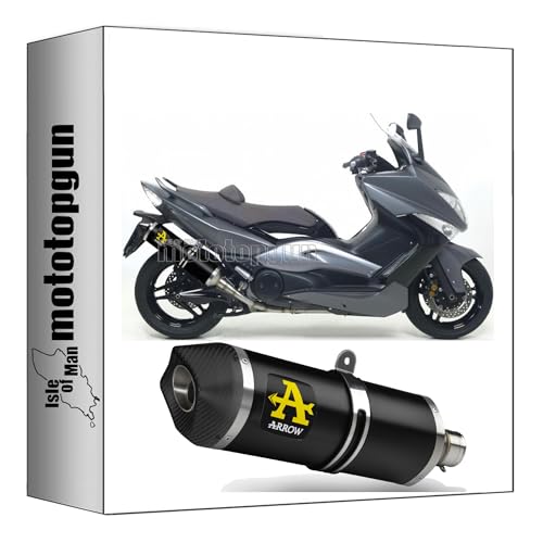scarico omologato arrow race-tech in alluminio nero con fondello in carby compatibile con yamaha tmax t-max 500 yp 2008 2009 2010 2011 mototopgun 73507akn