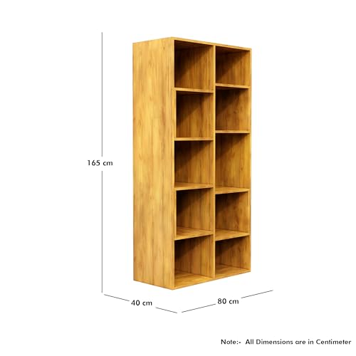 Image of Bniture 10 Tier Engineered Wood Open Book Shelf Wooden Bookshelf for Home, Kids Room & Study Room | Multipurpose Free Stand Corner Book Organizer for Library Room, Office | Giant Wood