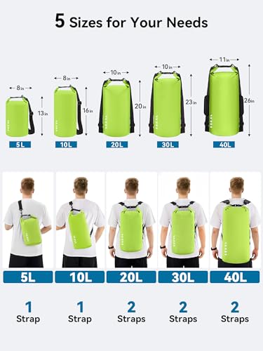 Image of HEETA Waterproof Dry Bag for Women Men, 5L /10L /20L /30L /40L Roll Top Lightweight Dry Storage Bag Backpack with Emergency Whistle for Travel, Kayaking, Boating, Camping, Beach, Cruise Ship Essentials