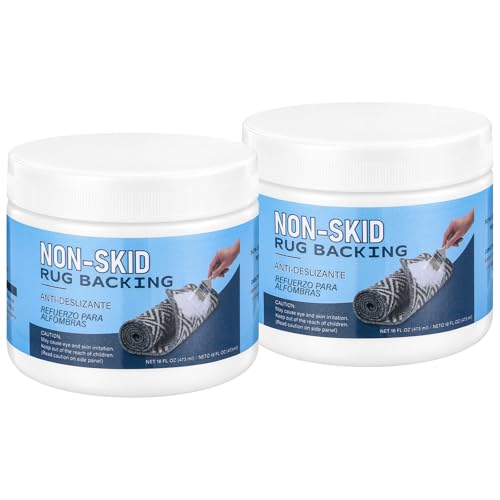 Demissle 2 Pack Non-Skid Backing (32 Oz) Natural Rubber Coating for Kitchen Rug Hardwood Floor Mat Runners Carpets Enhances Rug Durability Safety Non-Stain Machine-Washable Area Grippers