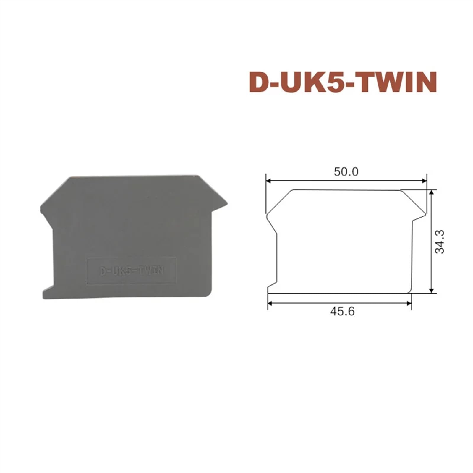 Terminales de D-UK5-TWIN Entrada de placa final Bloque de terminales de tornillo de carril DIN doble Separador de deflector de sellado Bornier UK5-TWIN (Size : 20pcs)