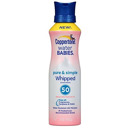 Coppertone Water Babies Pure & Simple Whipped Sunscreen SPF 50 5 oz (Pack of 3)