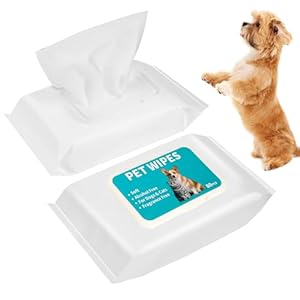 NUOOO Lingettes de toilettage pour chiens et chats 80 ct hypoallergéniques pour chiens, désodorisantes pour pattes, corps et fesses