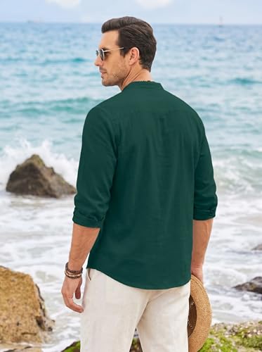 Image of ROYALSCOUT Men's Short Kurta | Solid Mandarin Collar Full Sleeve Pullover Style Kurta | Regular Fit Casual Ethnic Wear for Men
