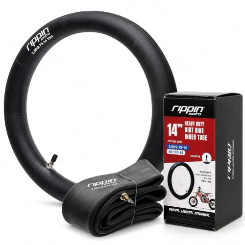 Rippin Moto 2.50/2.75-14 Heavy Duty Dirt Bike Inner Tube (60/100-14) 3.0mm Thick - TR4 Valve - Fits Most 14 (2.50/2.75 x 14 or 2.50/2.75 x 14) Mini Dirt Bike & Pit Bike Front Tires