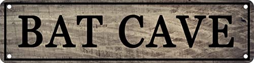 Targa in metallo con motivo grotta di pipistrelli, decorazione da parete in stile retrò, vintage, per garage, casa, 10,2 x 40,6 cm