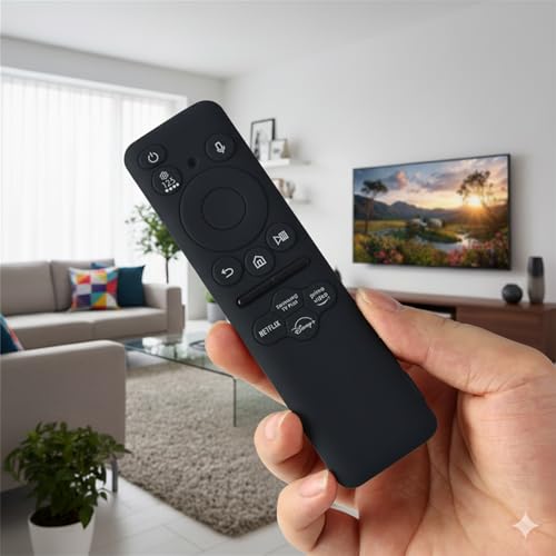 Image of Silicone TV Remote Cover Compatible with Samsung Smart TV Remote 2023 BN59-01432G BN59-01432A (Samsung Smart TV 2023 Model Solar Remote Cover - Style 5, Black - Style 5)
