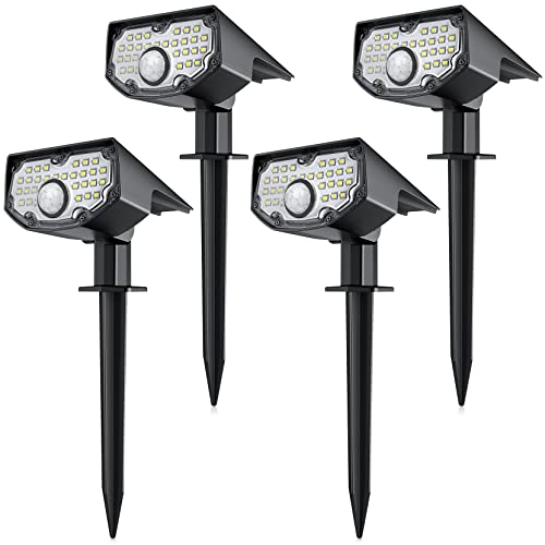 Solar Outdoor Lights, 106 LEDs Super Bright Spot Lights Outdoor IP68 Waterproof, 𝟭𝟬𝟬𝟬 Lumens Auto On/Off Solar Landscape Lights, 6500K Daylight White, for Yard, Garden, Pathway, Flag, 4 Pack
