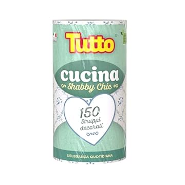 Tutto Shabby Chic, 150 Strappi 2 Veli per Rotolo, Carta Multiuso Elegante e Resistente, Ideale per la Pulizia della Cucina e per Ogni Superficie, 100% Made in Italy