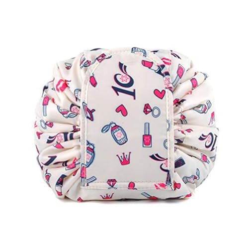 Image of Maharsh Polyester Convenient Waterproof Multifunction Portable Lazy Travel Cosmetic Large Capacity Storage Bag Travel Pouch With Drawstrings (White), 12 Cms