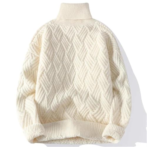 Men High Collar Loose Knitted Pullovers Mens Warm Knitting Sweaters Casual Long Sleeve Pullover2