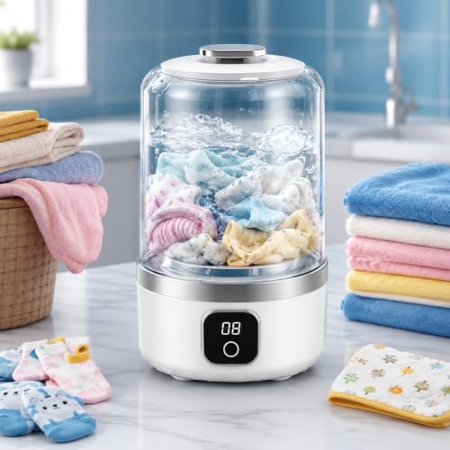 Image of Mini Washing Machine - Portable Rechargeble Washer, Deep Cleaning Travel Laundry for Apartments, Dorms, RVs & Small Spaces, Mini Laundry for Baby Clothes, Undergarment, Socks, Compact Underwear washer 1.5 Litter