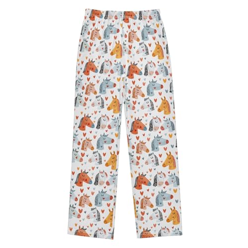 Cute Happy Horse Heads 1 Long Pajama Pants Bottoms Soft Sleepwear with Pockets