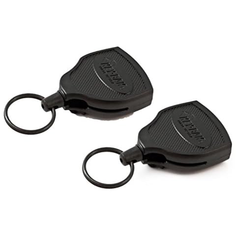 Key-Bak Super 48 Locking Professional Heavy Duty Self Retracting Key Reel with Retractable Kevlar Cord, 48" Black (2 Pack) Cover
