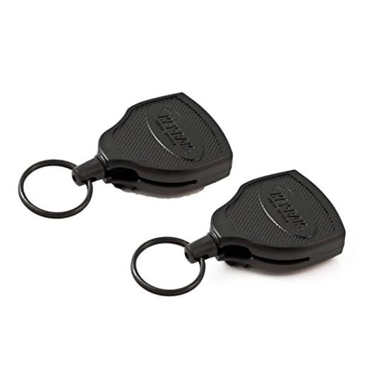 Key-Bak Super 48 Locking Professional Heavy Duty Self Retracting Key Reel with Retractable Kevlar Cord, 48" Black (2 Pack)