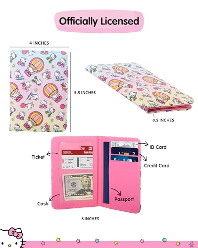 Hello Kitty Travel 3-Piece Set with Passport Holder, Bag Tag, and Luggage Strap, Sanrio Travel Accessories Official License3