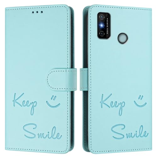 Funda tipo cartera para Tecno Spark 30 5G/Pova 6 Neo 5G, funda de piel sintética con tapa en relieve, bloqueo RFID, soporte, cierre magnético y correa de muñeca, color verde A01