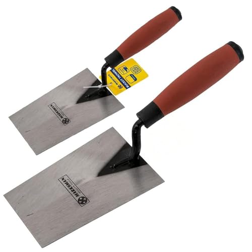 Set of 2 Bucket Trowels - 6 Soft Grip Handle | DIY Hand Tool Brick Jointer Bricklayer Bricklaying Tool | Strong & Durable Carbon Steel Blade