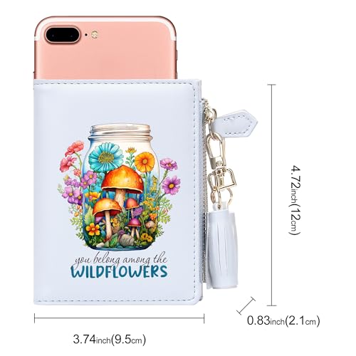 FEITH&FELLY Womens Wildflower Printed Small Wallet with ID Window and Zippered Coin Pocket Cute Wallet Gift for Women2