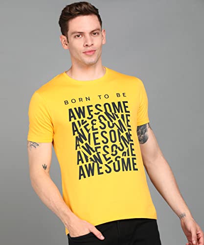 Image of Urbano Fashion Men's Graphic Printed Round Neck Half Sleeve Slim Fit Cotton T-Shirt