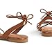 PARTY Women's Strappy Sandals Gladiator Lace Up Flats Summer Wrap Open Toe Tie Up Shoes, Brown, 11