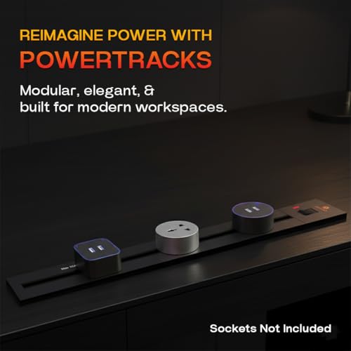 Image of Adjustable Plug-in Power Track | Electrical Movable Sliding Socket Track | Surface Mounted Extension for Home, Office, Multiple Tabletop Outlets 1 Year Warranty (Black, 180cm, Surface Mounted)